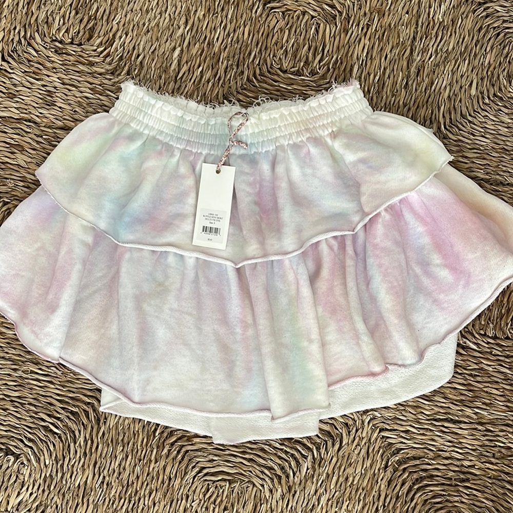 LoveShackFancy tie dye mini skirt
